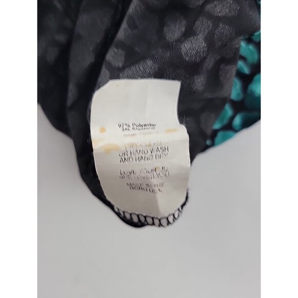 VTG Show Me Your Mumu Sz S Velour Velvet Sheer Top Teal LS Snake Vibe 80s - Picture 10 of 12